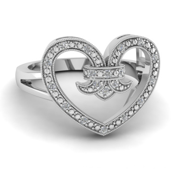 Anneau de promesse de coeur en diamant blanc en argent sterling